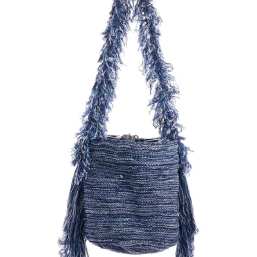 NWT Chloe Jorge Ocean Waves Cashmere Knit Bucket Bag - Picture 10 of 16
